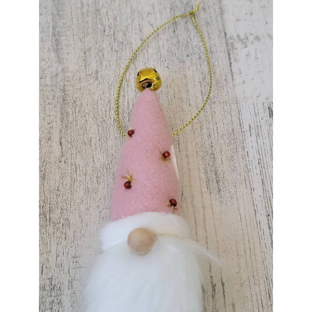 Pink hat Bell gnome‎ mini plush ornament Xmas decor